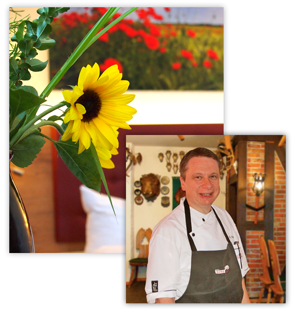 Inhaber Holger Stark und Bild einer Sonnenblume